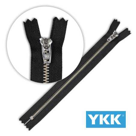 Zamek błyskawiczny 8 cm metalowy do jeansu do spodni czarny srebrny Ykk