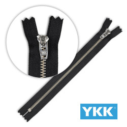 Zamek błyskawiczny 12 cm metalowy do jeansu do spodni czarny srebrny Ykk