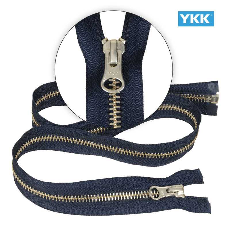 Zamek błyskawiczny 70 cm metalowy 5 mm do kurtki zimowej granatowy srebrny Ykk
