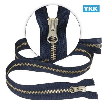 Zamek błyskawiczny 65 cm metalowy 5 mm do kurtki zimowej granatowy srebrny Ykk