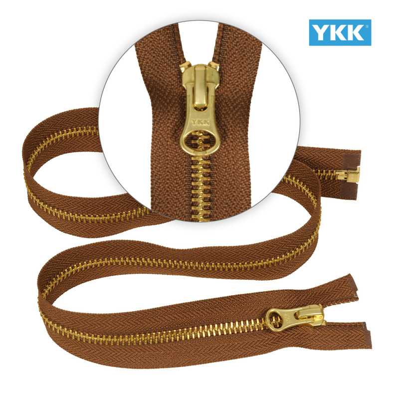 Zamek błyskawiczny 70 cm metalowy 5 mm do kurtki zimowej jasny brązowy złoty Ykk