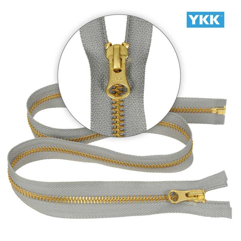 Zamek błyskawiczny 65 cm metalowy 5 mm do kurtki zimowej popielaty złoty Ykk