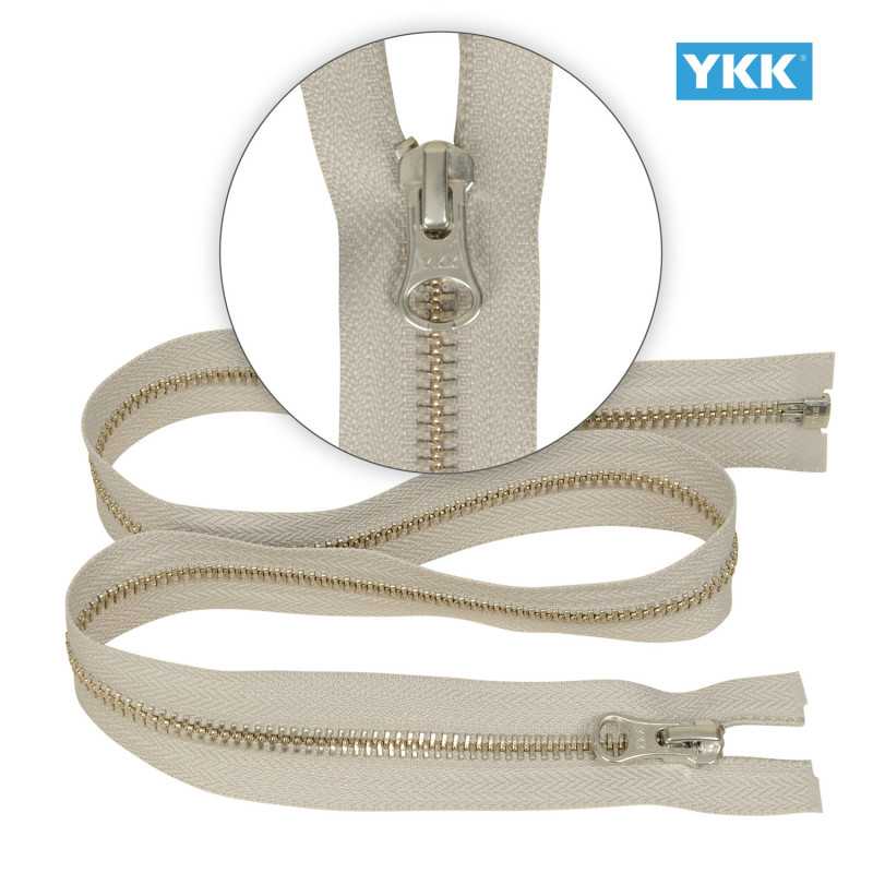 Zamek błyskawiczny 75 cm metalowy 5 mm do kurtki zimowej popielaty jasny srebrny Ykk