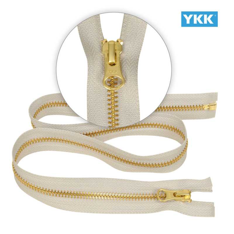 Zamek błyskawiczny 70 cm metalowy 5 mm do kurtki zimowej popielaty jasny złoty Ykk