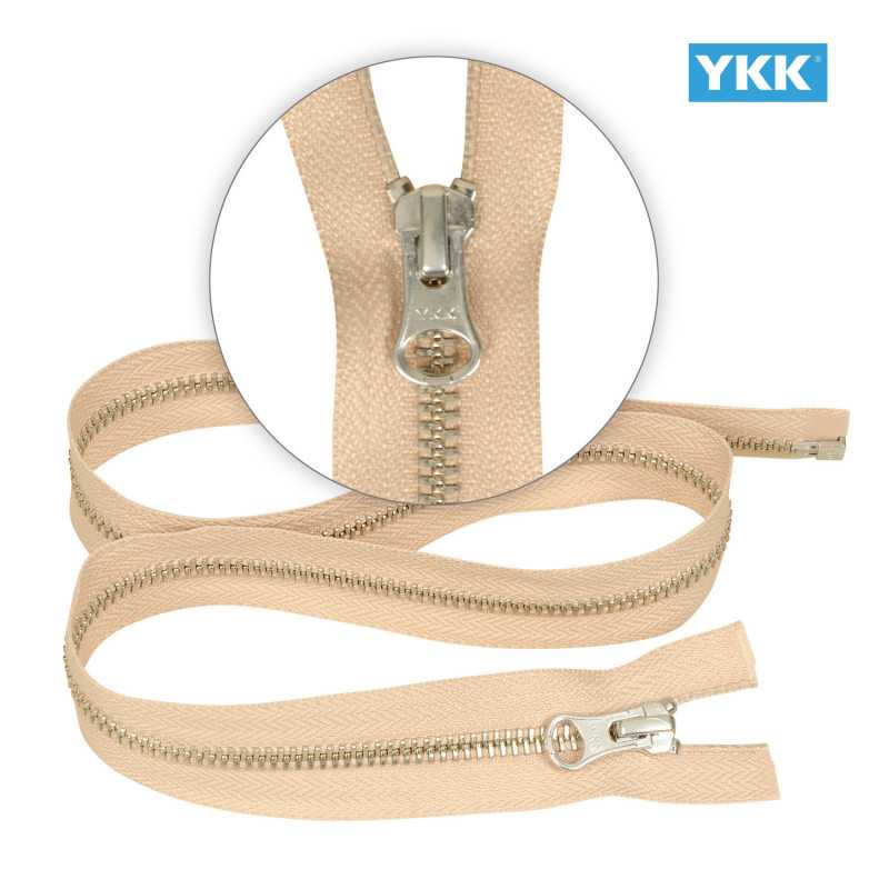 Zamek błyskawiczny 65 cm metalowy 5 mm do kurtki zimowej beżowy srebrny Ykk