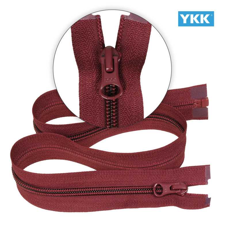 Zamek błyskawiczny 75 cm spiralny 5 mm do kurtki zimowej bordowy Ykk