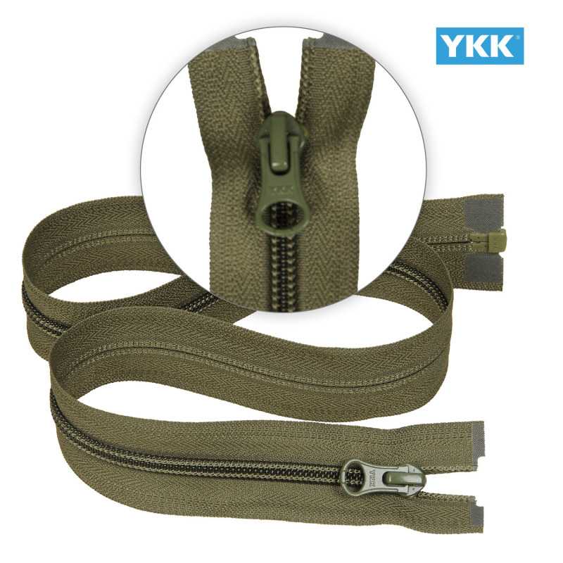 Zamek błyskawiczny 75 cm spiralny 5 mm do kurtki zimowej zielony khaki oliwka Ykk
