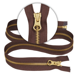 Zamek błyskawiczny 70 cm metalowy 5 mm do kurtki zimowej brązowy złoty Ykk