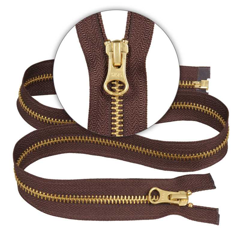 Zamek błyskawiczny 65 cm metalowy 5 mm do kurtki zimowej brązowy złoty Ykk