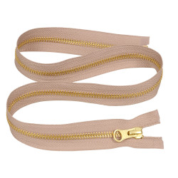 Zamek błyskawiczny 65 cm metalowy 5 mm do kurtki zimowej beżowy złoty Ykk