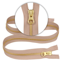 Zamek błyskawiczny 65 cm metalowy 5 mm do kurtki zimowej beżowy złoty Ykk