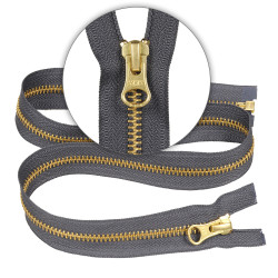 Zamek błyskawiczny 70 cm metalowy 5 mm do kurtki zimowej popielaty złoty Ykk