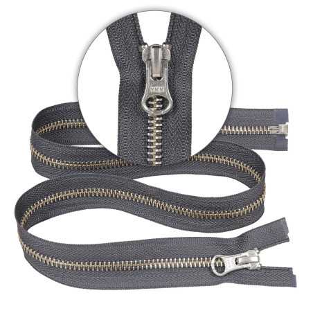 Zamek błyskawiczny 65 cm metalowy 5 mm do kurtki zimowej popielaty srebrny Ykk