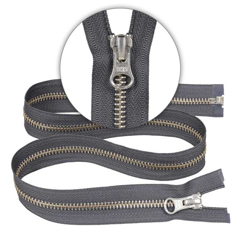 Zamek błyskawiczny 70 cm metalowy 5 mm do kurtki zimowej popielaty srebrny Ykk