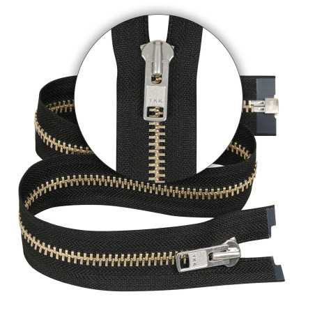 Zamek błyskawiczny 65 cm metalowy 10 mm do kurtki motocyklowej Ykk srebrny