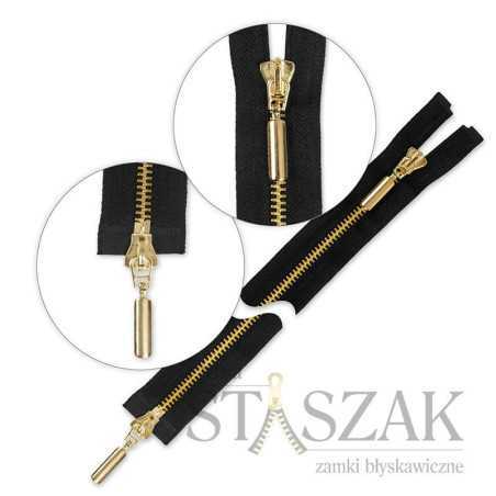 Zamek błyskawiczny 65 cm metalowy dwusuwakowy złoty