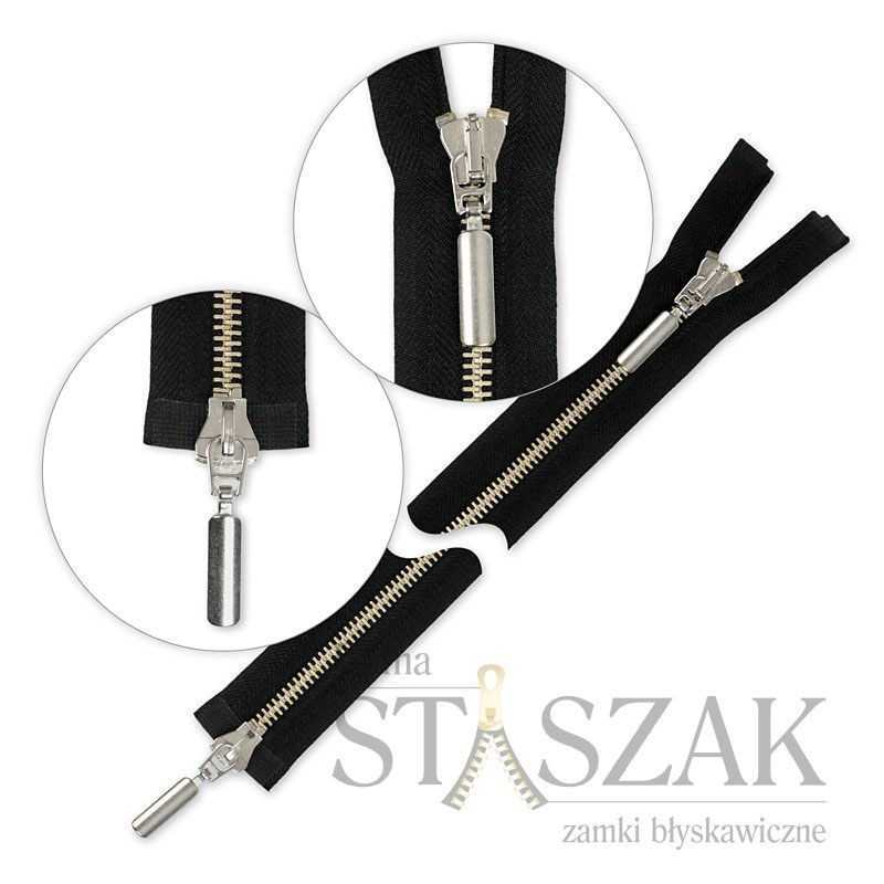 Zamek błyskawiczny 60 cm metalowy dwusuwakowy srebrny