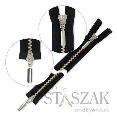 Zamek błyskawiczny 60 cm metalowy dwusuwakowy srebrny