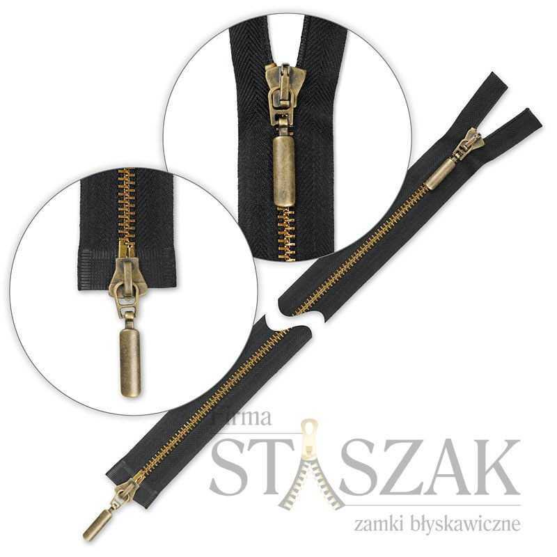 Zamek błyskawiczny 85 cm metalowy dwusuwakowy oksydowany