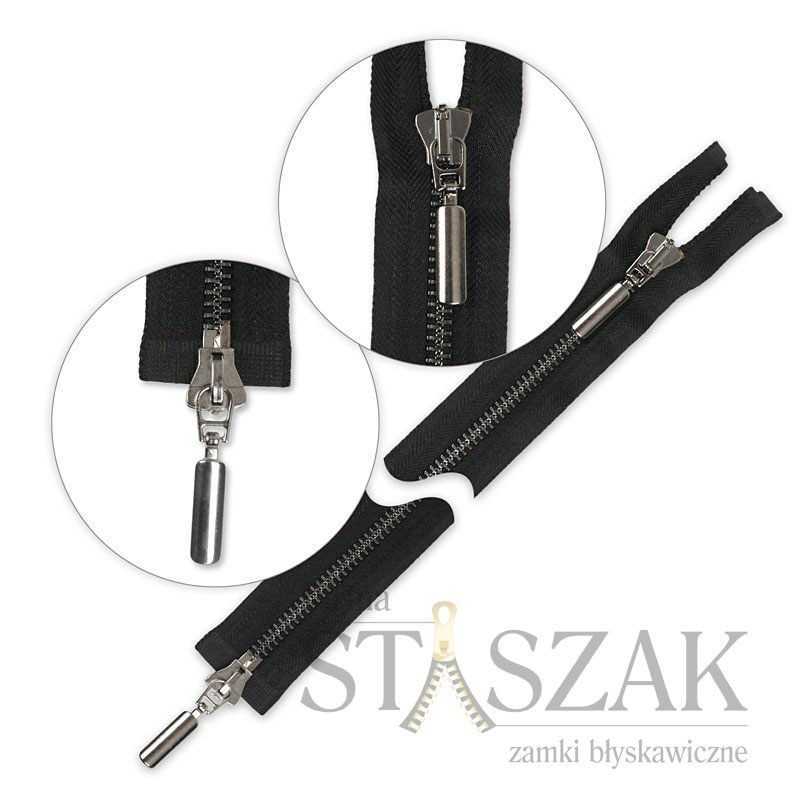 Zamek błyskawiczny 70 cm metalowy dwusuwakowy stare srebro
