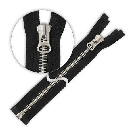 Zamek błyskawiczny 50 cm metalowy gruby Srebrny