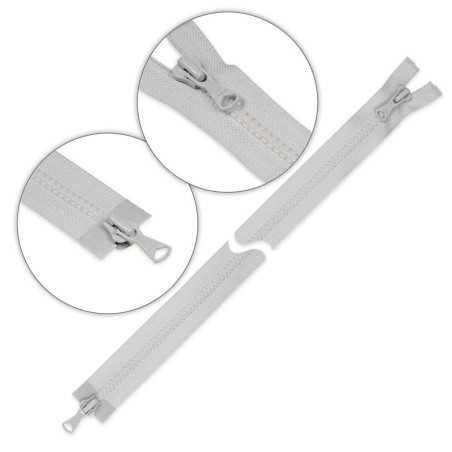 Zamek błyskawiczny 80 cm kostkowy dwusuwakowy Popielaty jasny