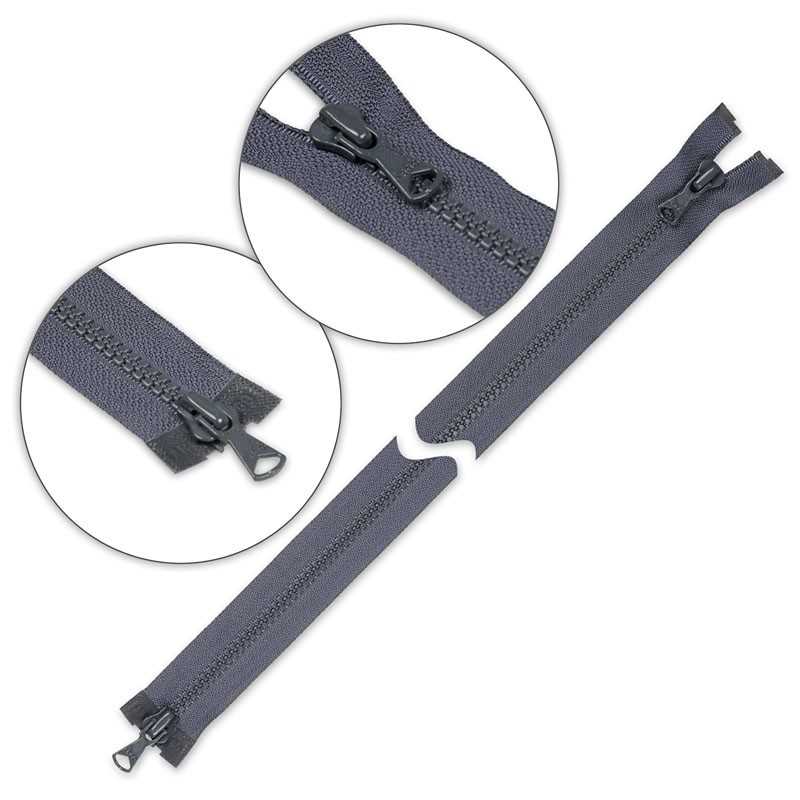 Zamek błyskawiczny 80 cm kostkowy dwusuwakowy Popielaty ciemny