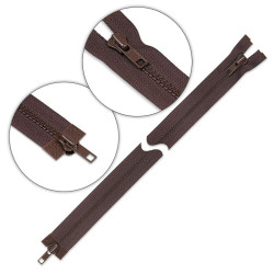 Zamek błyskawiczny 70 cm kostkowy dwusuwakowy Brązowy