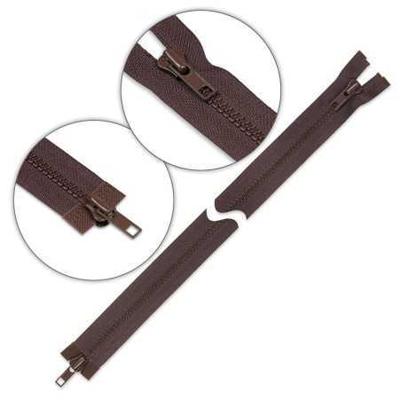 Zamek błyskawiczny 70 cm kostkowy dwusuwakowy Brązowy