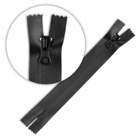 Zamek wodoszczelny 18 cm spiralny nierozdzielczy Czarny