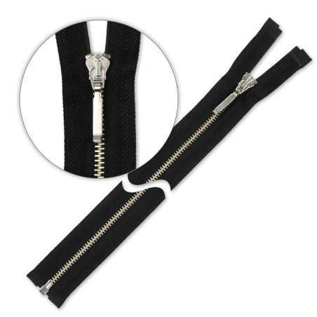 Zamek błyskawiczny 30 cm metalowy cienki rozdzielczy Czarny - Srebrny