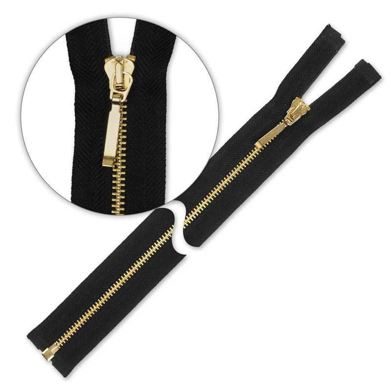 Zamek błyskawiczny 60 cm metalowy cienki rozdzielczy Czarny - Złoty