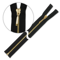 Zamek błyskawiczny 65 cm metalowy cienki rozdzielczy Czarny - Złoty
