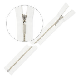 Zamek błyskawiczny 30 cm metalowy cienki rozdzielczy Biały - Srebrny