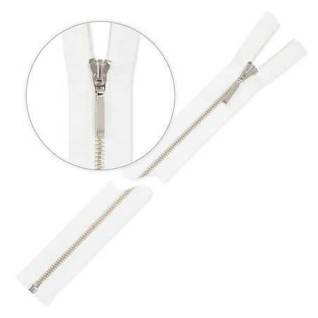 Zamek błyskawiczny 35 cm metalowy cienki rozdzielczy Biały - Srebrny