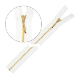 Zamek błyskawiczny 35 cm metalowy cienki rozdzielczy Biały - Złoty