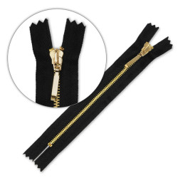 Zamek błyskawiczny 60 cm metalowy cienki nierozdzielczy Czarny - Złoty