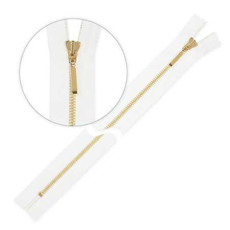Zamek błyskawiczny 35 cm metalowy cienki nierozdzielczy Biały - Złoty