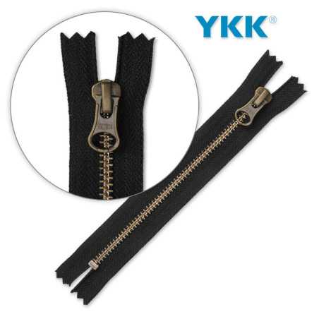Zamek błyskawiczny 16 cm metalowy średni nierozdzielczy Oksydowany
