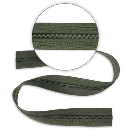 Taśma zamkowa 6,4 mm z suwakiem Zielony Khaki 1 mb