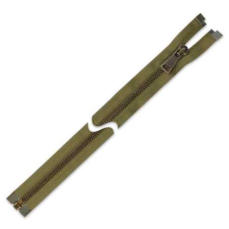 Zamek błyskawiczny 85 cm gruby rozdzielczy Oksydowany Zielony-Khaki