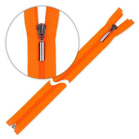 Zamek błyskawiczny 75 cm spiralny rozdzielczy Neonowy Pomarańczowy