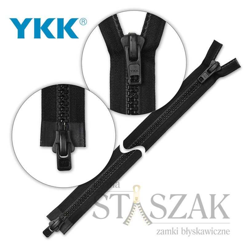 Zamek błyskawiczny 60 cm kostkowy gruby rozdzielczy dwusuwakowy Czarny