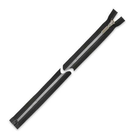 Zamek błyskawiczny 65 cm kostkowy rozdzielczy Czarny - Srebrny imitujący metal