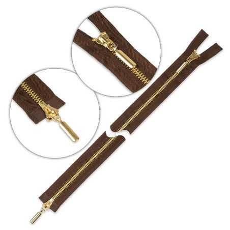 Zamek błyskawiczny 85 cm metalowy dwusuwakowy Brązowy - złoty