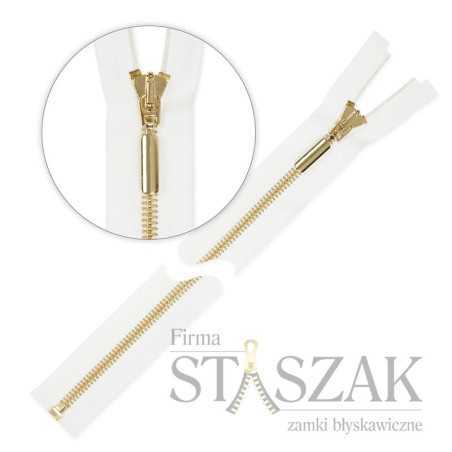 Zamek błyskawiczny 80 cm metalowy biały złoty