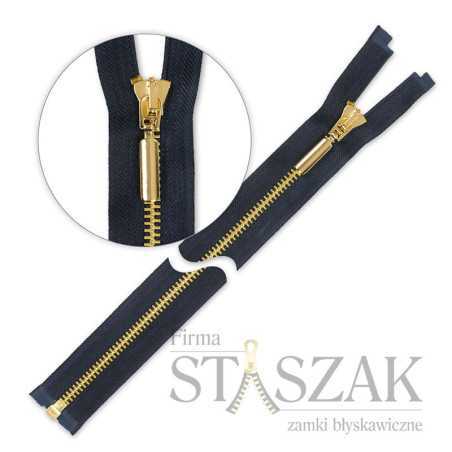 Zamek błyskawiczny 80 cm metalowy granatowy złoty