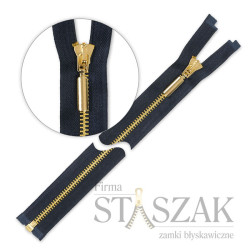 Zamek błyskawiczny 75 cm metalowy granatowy złoty