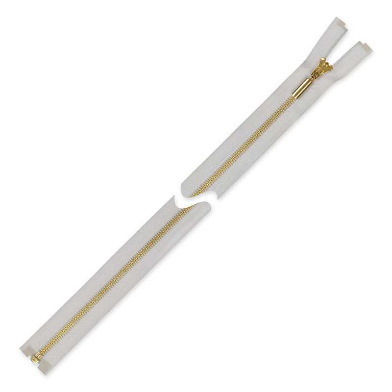Zamek błyskawiczny 75 cm metalowy popielaty szary złoty