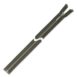 Zamek błyskawiczny 65 cm metalowy oliwka khaki srebrny